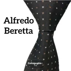 ◇美品 Alfredo Beretta ネクタイ　ブラック　小紋柄のサムネイル