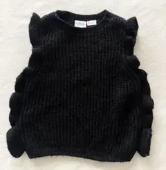 ZARA KIDS ザラキッズ フリルニットベスト 黒　4-5才