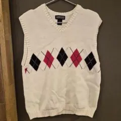 90s ランズエンド ニットベスト Vネック アーガイル　古着