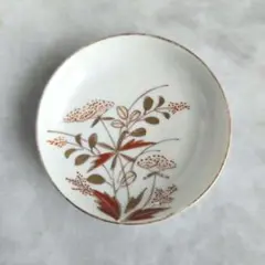 古伊万里　金彩　赤絵　豆皿　小皿　秋草　白磁　江戸　骨董　金継ぎ　アンティーク