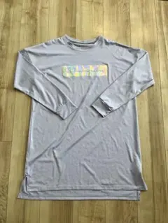 薄めパープル長袖Tシャツ カラフルプリント