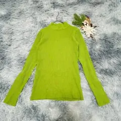Rill リル リブニット セーター 長袖 ハイネック 無地 シンプル 緑