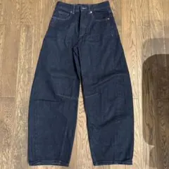 【美品】GUバレルレッグジーンズ 標準丈　ネイビー Sサイズ