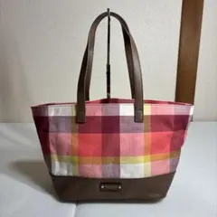 【未使用品】ブルーレーベルクレストブリッジ チェック トートバッグ レッド
