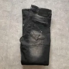 DSQUARED2 バイカーデニム 30 ダメージ ペイント 黒 グランジ