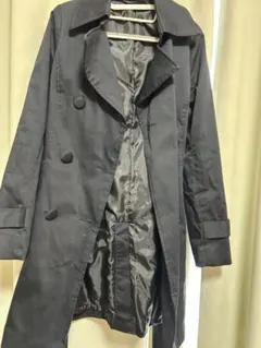 黒 ダブルブレスト トレンチコート