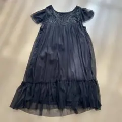 ZARA黒のビーズ刺繍付きワンピース