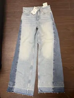 ZARA ワイドレッグデニム パッチワーク 22