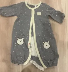 TEATAM クマ刺繍付きグレーロンパース　50-70cm