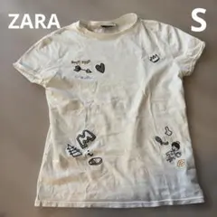 ZARA TRAFALUC 刺繍 クルーネックTシャツ ホワイト Sサイズのサムネイル