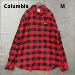 コロンビア 赤黒 チェック柄 人気 フランネルシャツ M USA古着【7096】