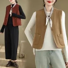 新品◎大人気 無地 大きいサイズ おしゃれ度高め レトロ ベスト アウター