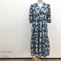 ユニクロ ポール&ジョー 花柄シャツワンピース ティアード ネイビー S