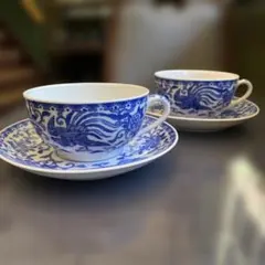 希少✨️ Noritakeオールドノリタケ 染付 鳳凰 花唐草 C/S＆ポット
