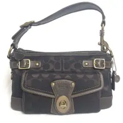 【美品】COACH コーチ ハンドバッグ シグネチャー ワンショルダーバッグ 茶