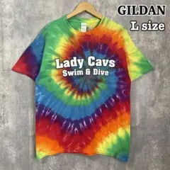 GILDAN タイダイ Tシャツ L 派手 両面プリント コットン 古着ギルダン
