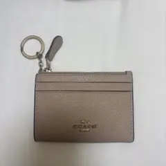COACH ベージュ パスケース キーホルダー付き