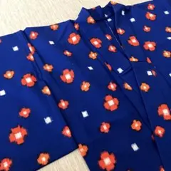 羽織り&着物セット　ウール100%のアンサンブル　訪問着　ブルー　花柄