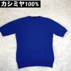 カシミヤ100% TAKASHIMAYA 半袖ニットブルー　セーターのサムネイル