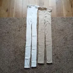 【新品】ユニクロ　ホワイト・ベージュ レギンス Lサイズ　フリル