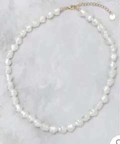 新品未使用★オペークドットクリップ　フェイクパール ショートネックレス