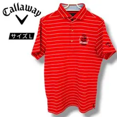 キャロウェイCallaway 赤 ストライプ 半袖ポロシャツ Lサイズ