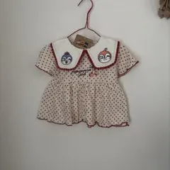 新品　アンパンマン　ドット　刺繍　カットソー　80 レッド　子供服