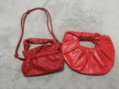 ZARA他　赤いフリルデザインショルダーバッグ& ミニバック