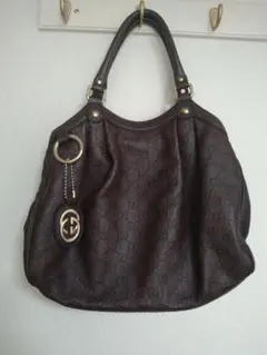 Gucci GGパターン グッチシマ レザーハンドバッグ ブラウン