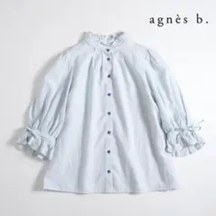 289t*アニエスベー コットン CHEMISE ストライプブラウス