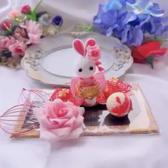 うさぎさん&お花のつまみ♡猫ちゃん首輪♡ 和柄 - メルカリ