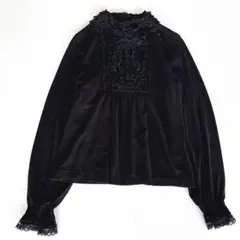 【美品/21年】ピンクハウス　カットソー　フリル　ドット　ピンタック　レース　黒