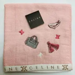 CELINE　セリーヌ　タオルハンカチ　刺繍　シルク混