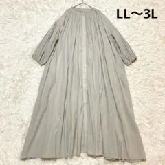 オーブ　シャツワンピース　長袖　LL〜3L 大きいサイズ　グレー