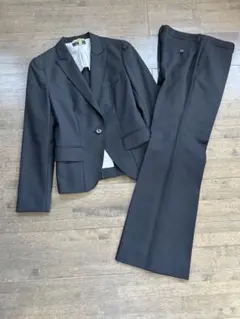 プラステ リネンブレンド ストレッチ ノーカラー ワイドパンツ スーツ