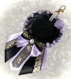 ロゼット 痛ロゼット ハンドメイド 黒 パープル ゴールド フリル