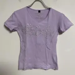 ARMANI JEANS Vネック ストレッチTシャツ ライトパープル Lのサムネイル