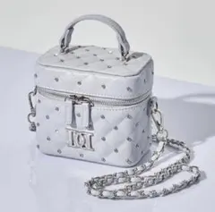 Darich キルティングビジュー スクエアミニバッグ バニティ SAX