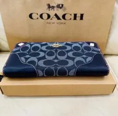 新品 COACH コーチ 財布 デニムレザー シグネチャー F53769 - メルカリ