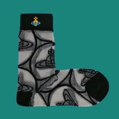 VivienneWestwood オーブ総柄 シアーソックス｜ブラック 透け感