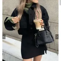 クロップド丈ジャケット[gm736] ブラック