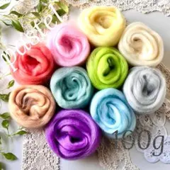【羊毛・パステル色・100ｇ】羊毛フェルト【匿名配送】まとめ売り ハンドメイド