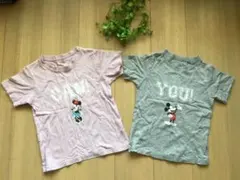 お揃い2枚セット★110&120 ミッキー、ミニー　半袖Tシャツ
