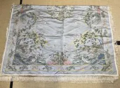 川島織物テーブルセンター 芳文四季草花テーブルクロス 緑系 フリンジ