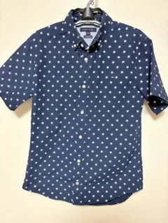 トミーヒルフィガー スター柄 半袖シャツ ネイビー L アメカジ