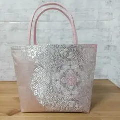 帯リメイクバッグ華文ピンク