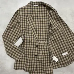 417 EDIFICE カジュアルスーツ ベージュ チェック コットン Sサイズ