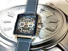 モナコデザイン精巧　スクウエアークロノグラフ高級ベルト新品//稼働