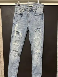 ZARA ダメージ加工 スキニーデニム 30 クラッシュデニム