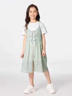 GU★140㎝★新品タグ付き★キャミソール付きセット★レース★グリーン★夏服★